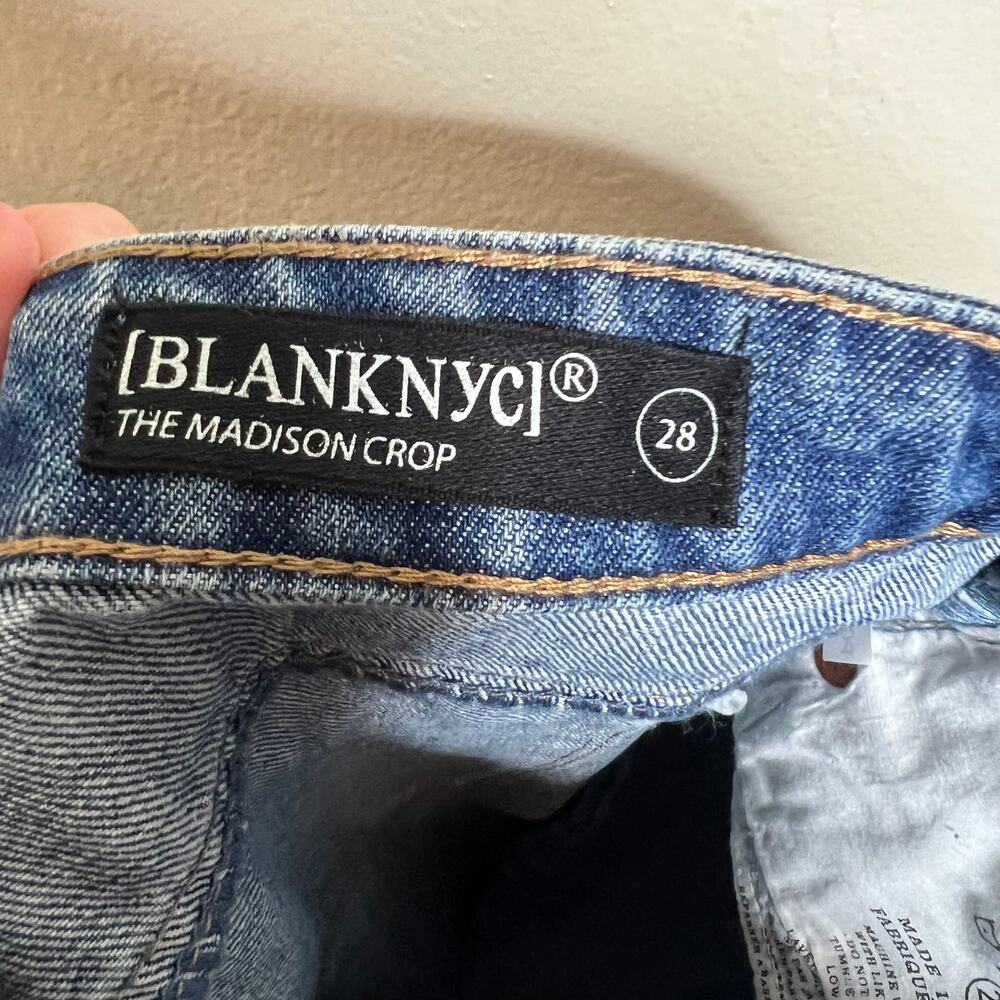 Blank NYC The Madison Crop Jeans 28 High Rise Distressed Ankle Denim Cotton New - Picture 9 of 9